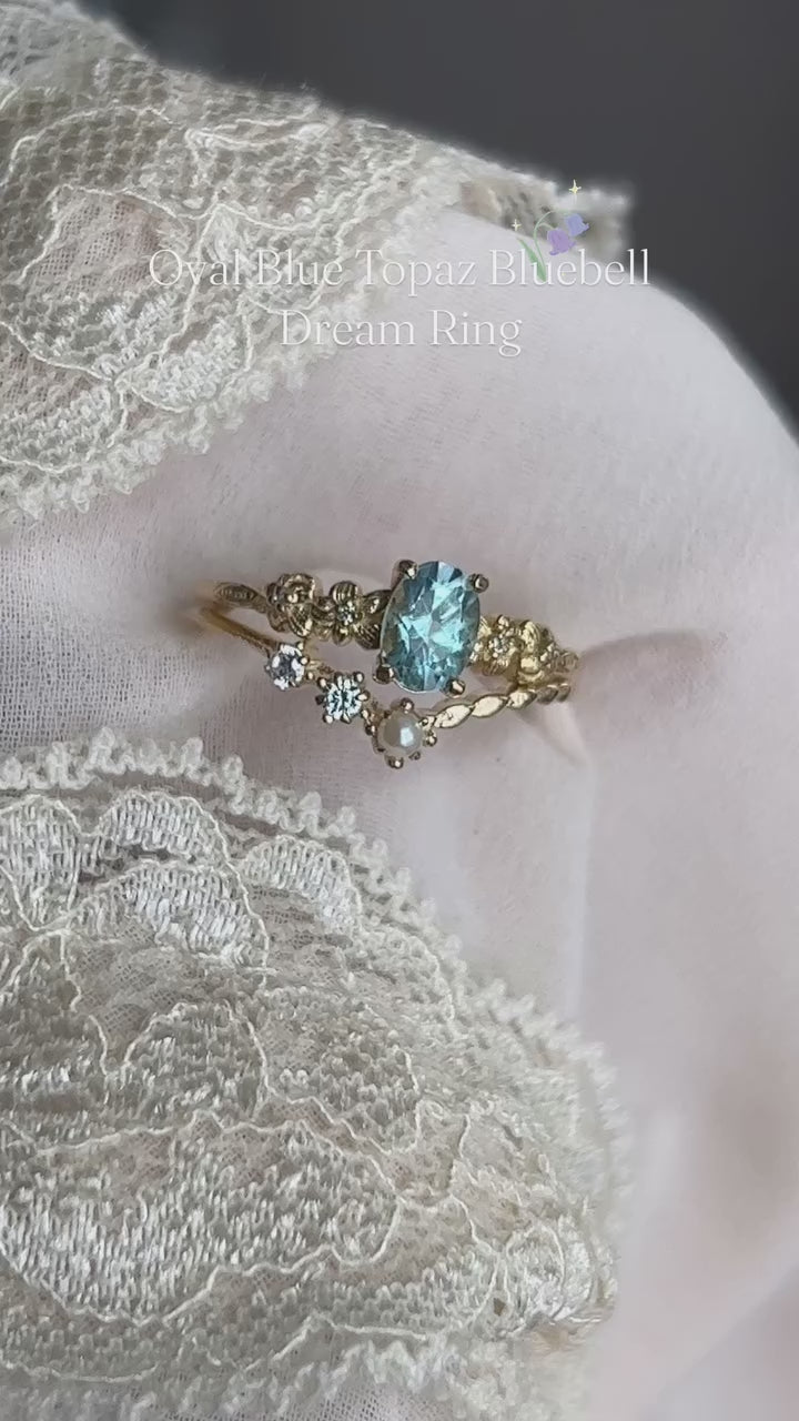 Oval Blue Topaz Bluebell Dream Ring