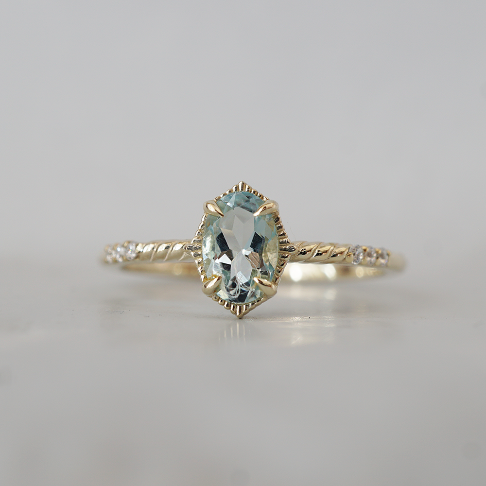 14kt Ocean Whisper Aquamarine Oval Ring