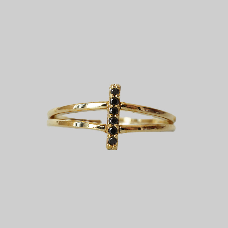 Black CZ Bar Ring