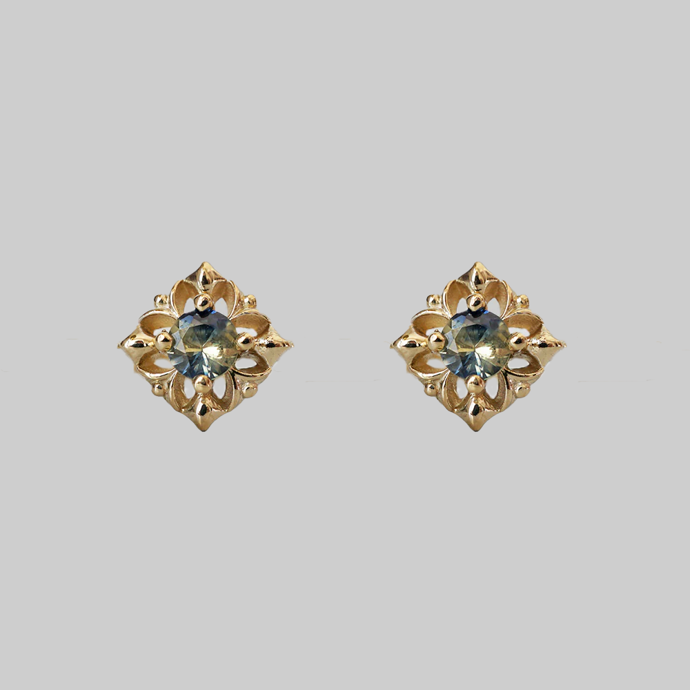 Twilight Petal Bi-Color Sapphire Studs