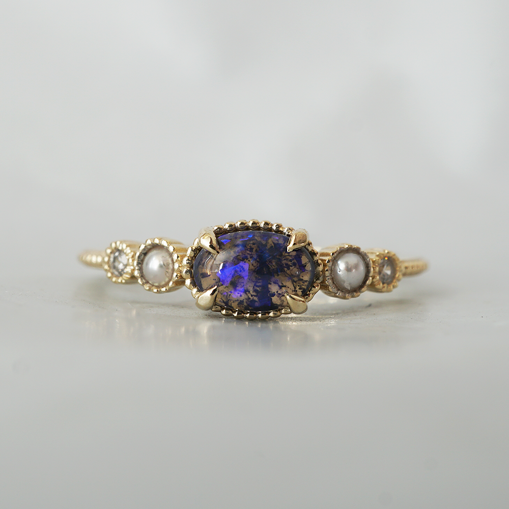 Black Opal and Pearl Dusklit Ring