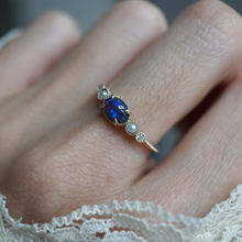Load image into Gallery viewer, Black Opal and Pearl Dusklit Ring
