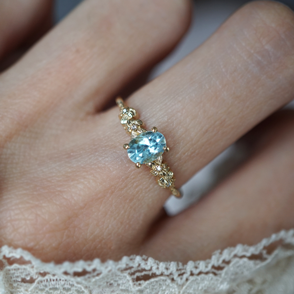 Oval Blue Topaz Bluebell Dream Ring