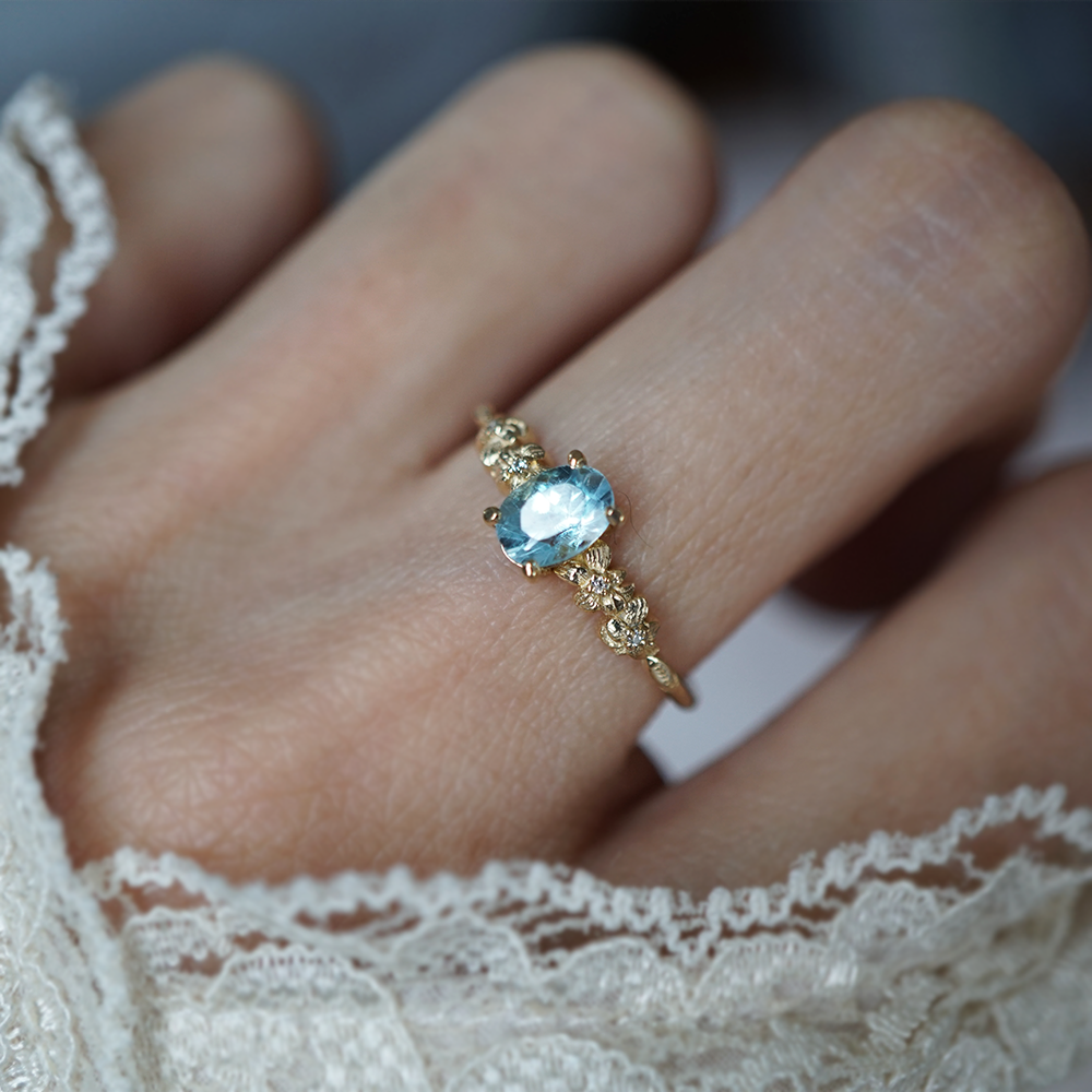 Oval Blue Topaz Bluebell Dream Ring