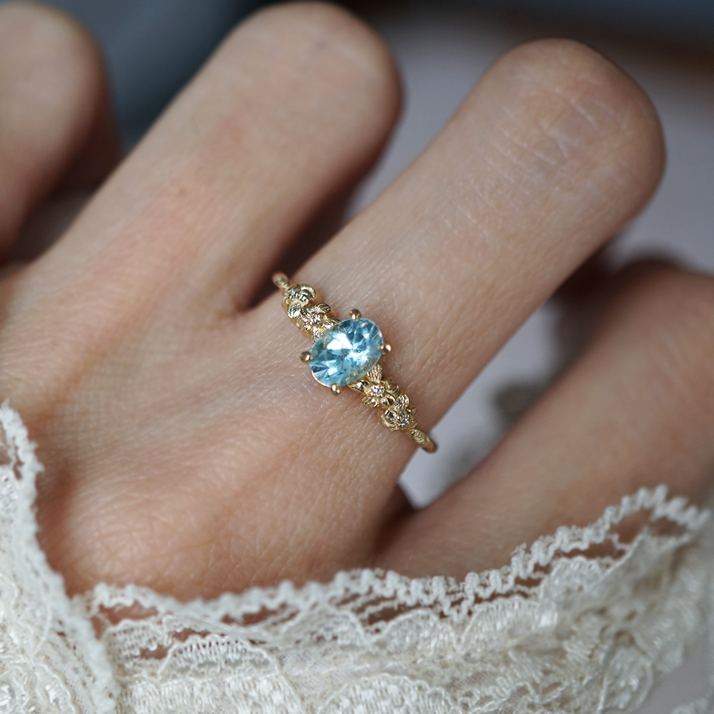 Oval Blue Topaz Bluebell Dream Ring