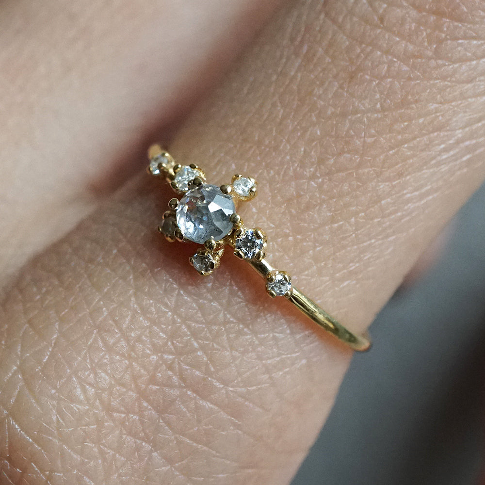14kt Salt and Pepper Diamond Celestial Ring