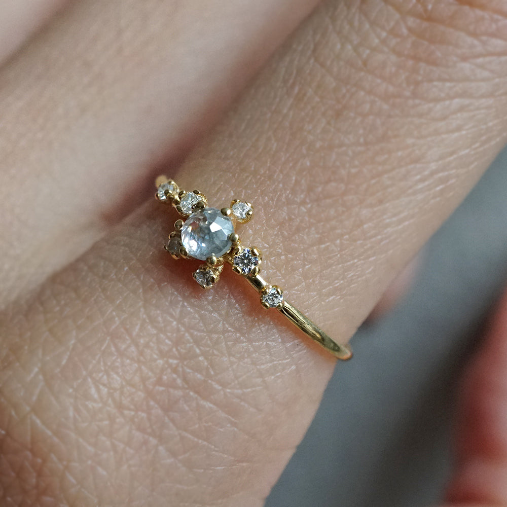 14kt Salt and Pepper Diamond Celestial Ring