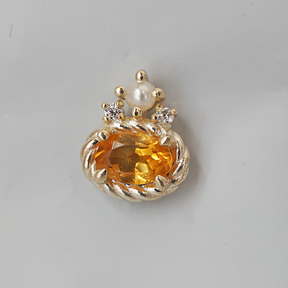 Citrine and Pearl Sunpetal Studs