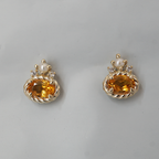 Citrine and Pearl Sunpetal Studs