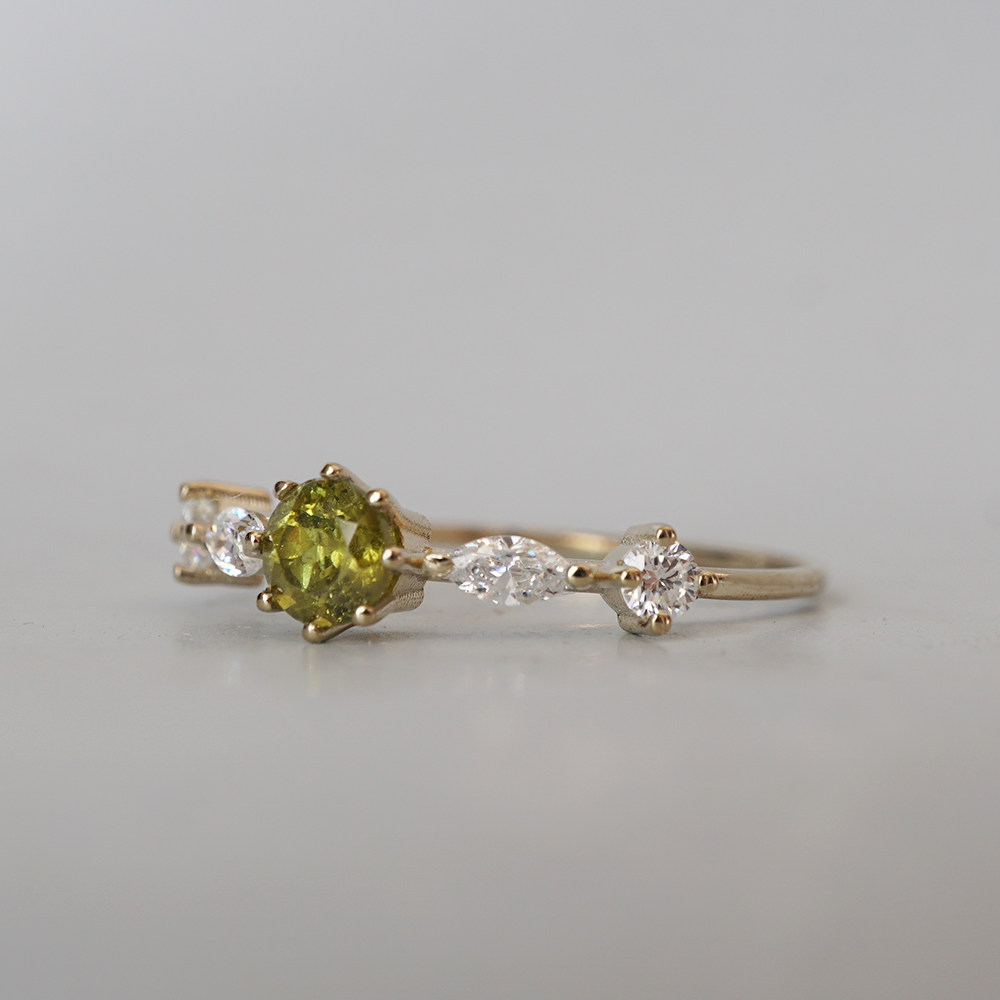 Meadow Demantoid Garnet Ring