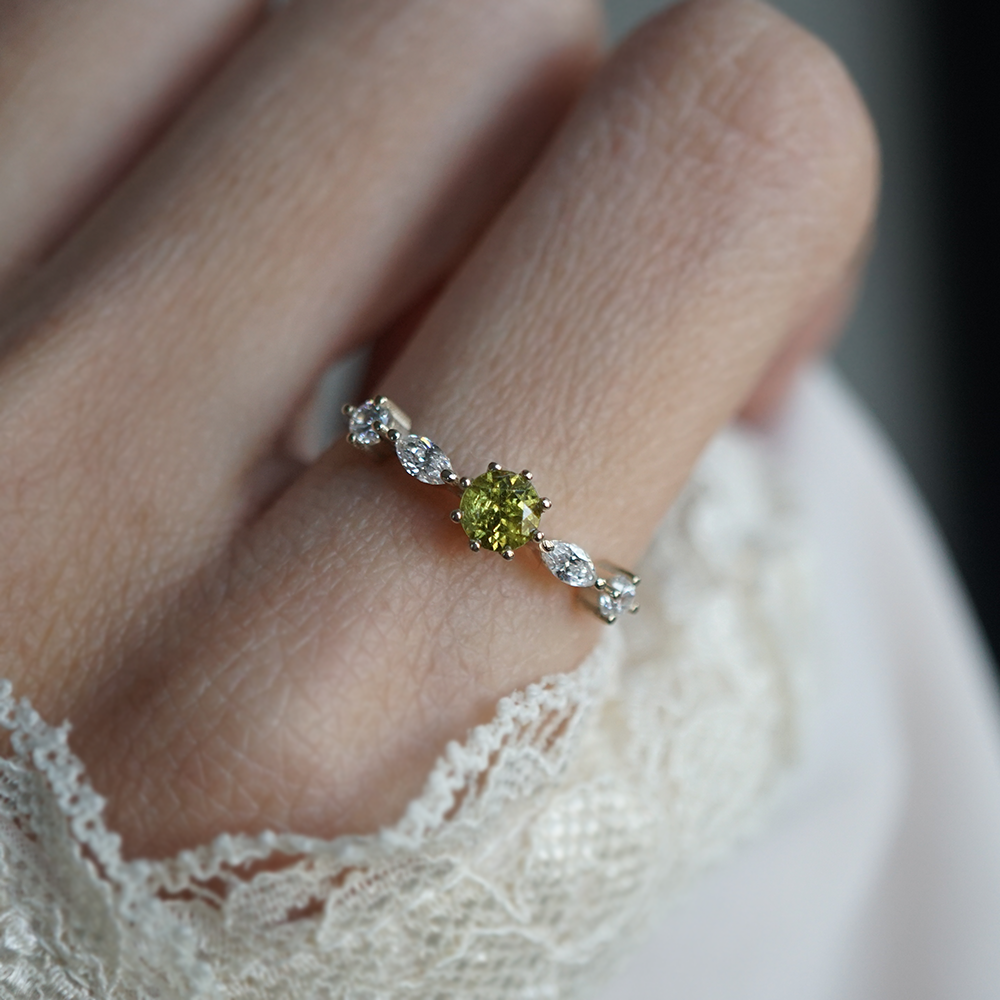 Meadow Demantoid Garnet Ring