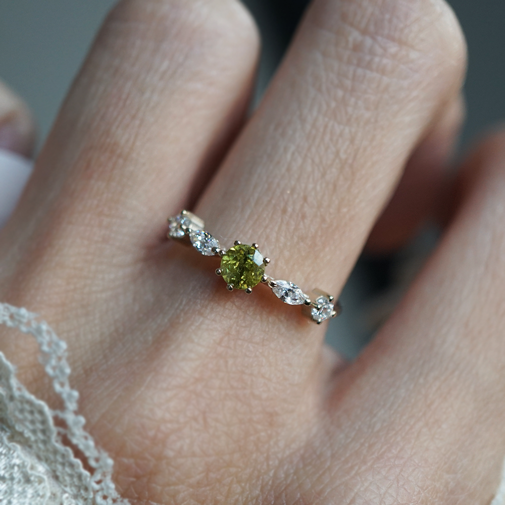 Meadow Demantoid Garnet Ring