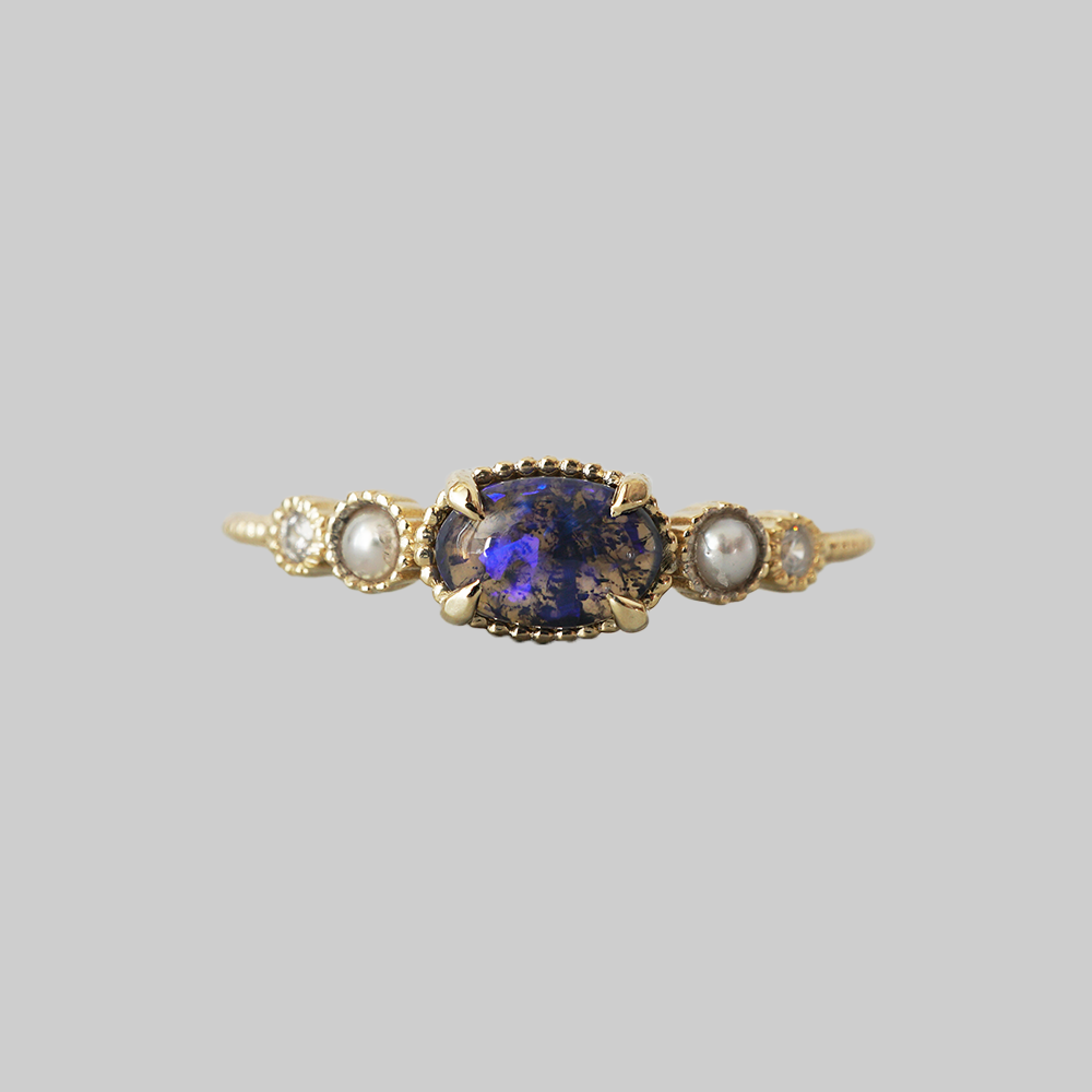 Black Opal and Pearl Dusklit Ring