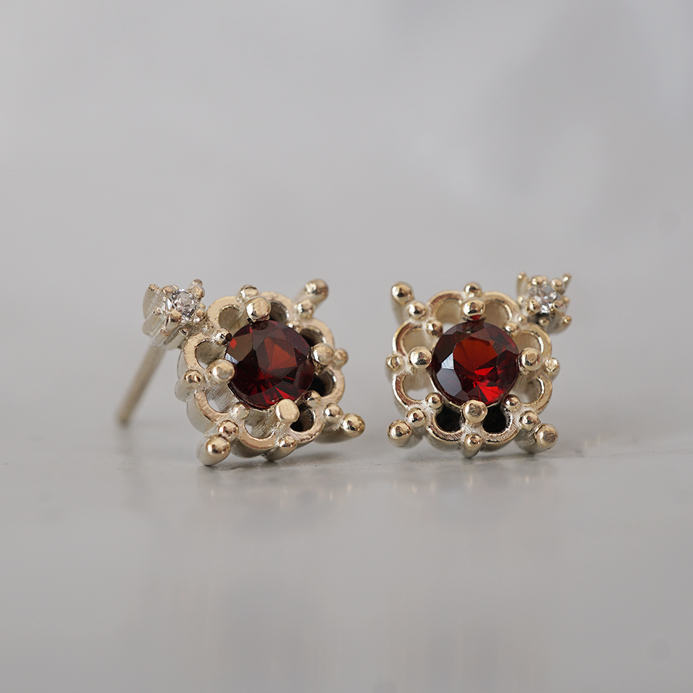 Cherry Drop Garnet Studs