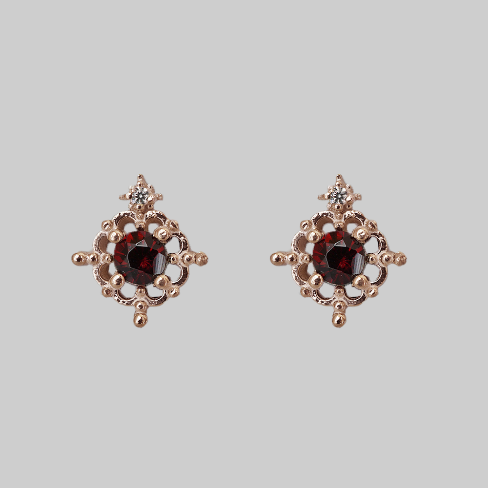 Cherry Drop Garnet Studs
