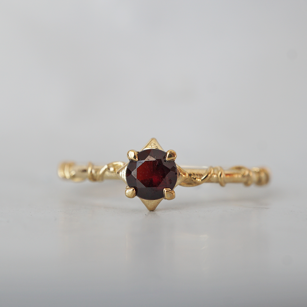 Crimson Thorn Garnet Ring