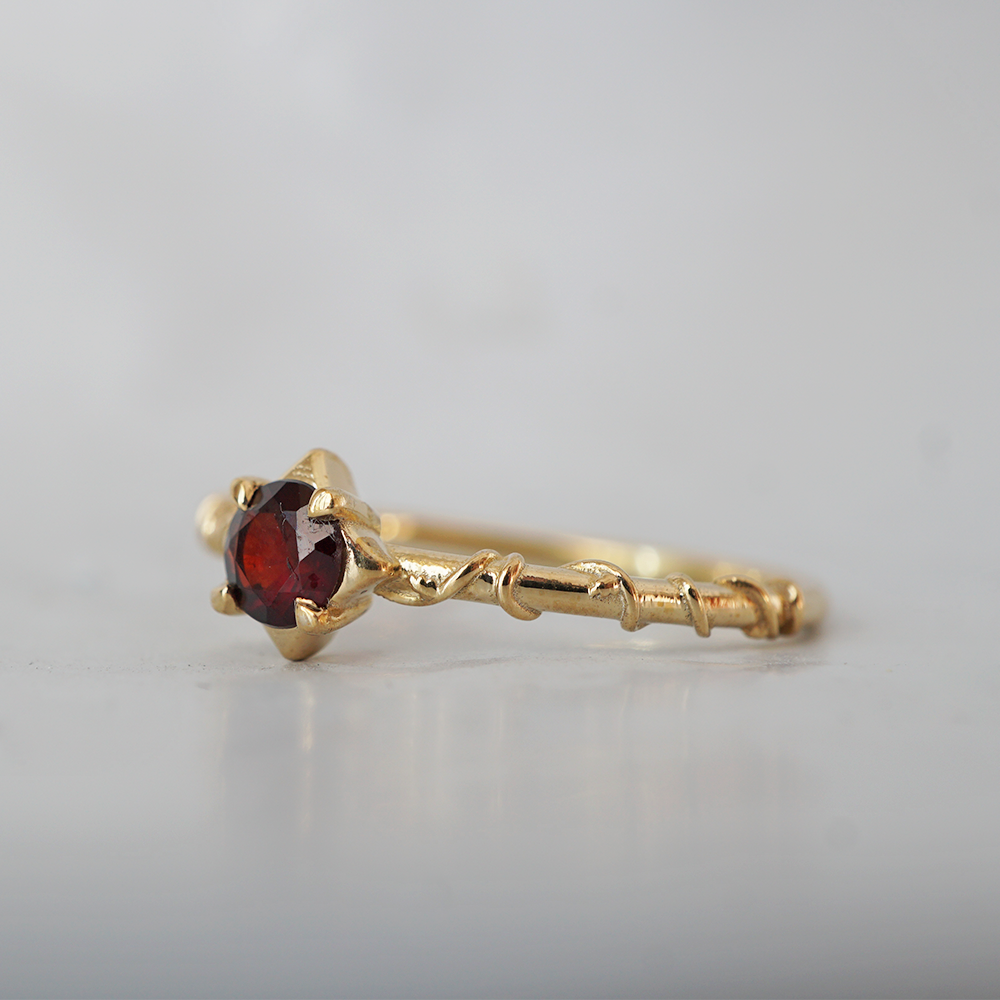 Crimson Thorn Garnet Ring