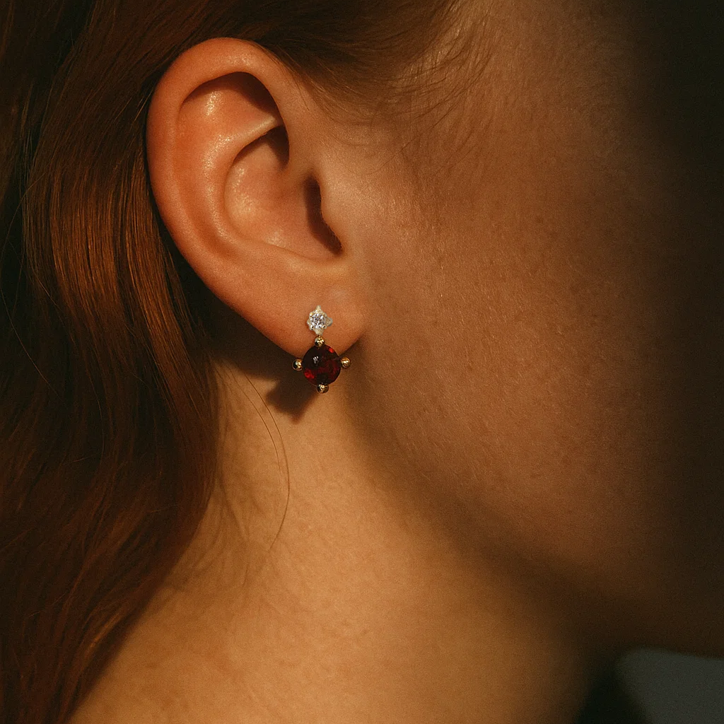 Garnet Kiss Studs