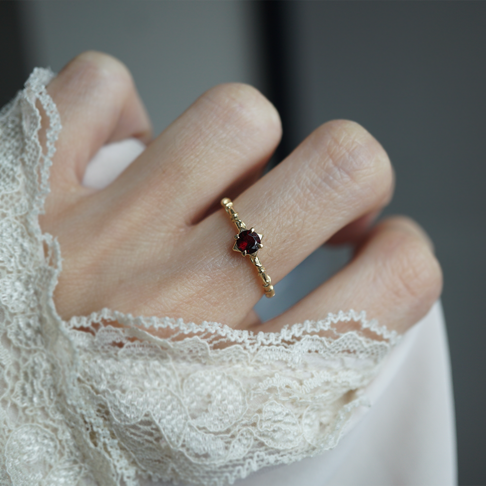Crimson Thorn Garnet Ring