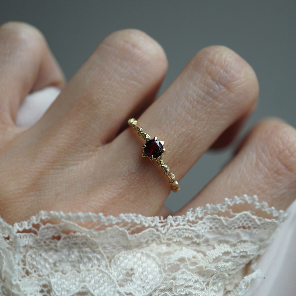 Crimson Thorn Garnet Ring