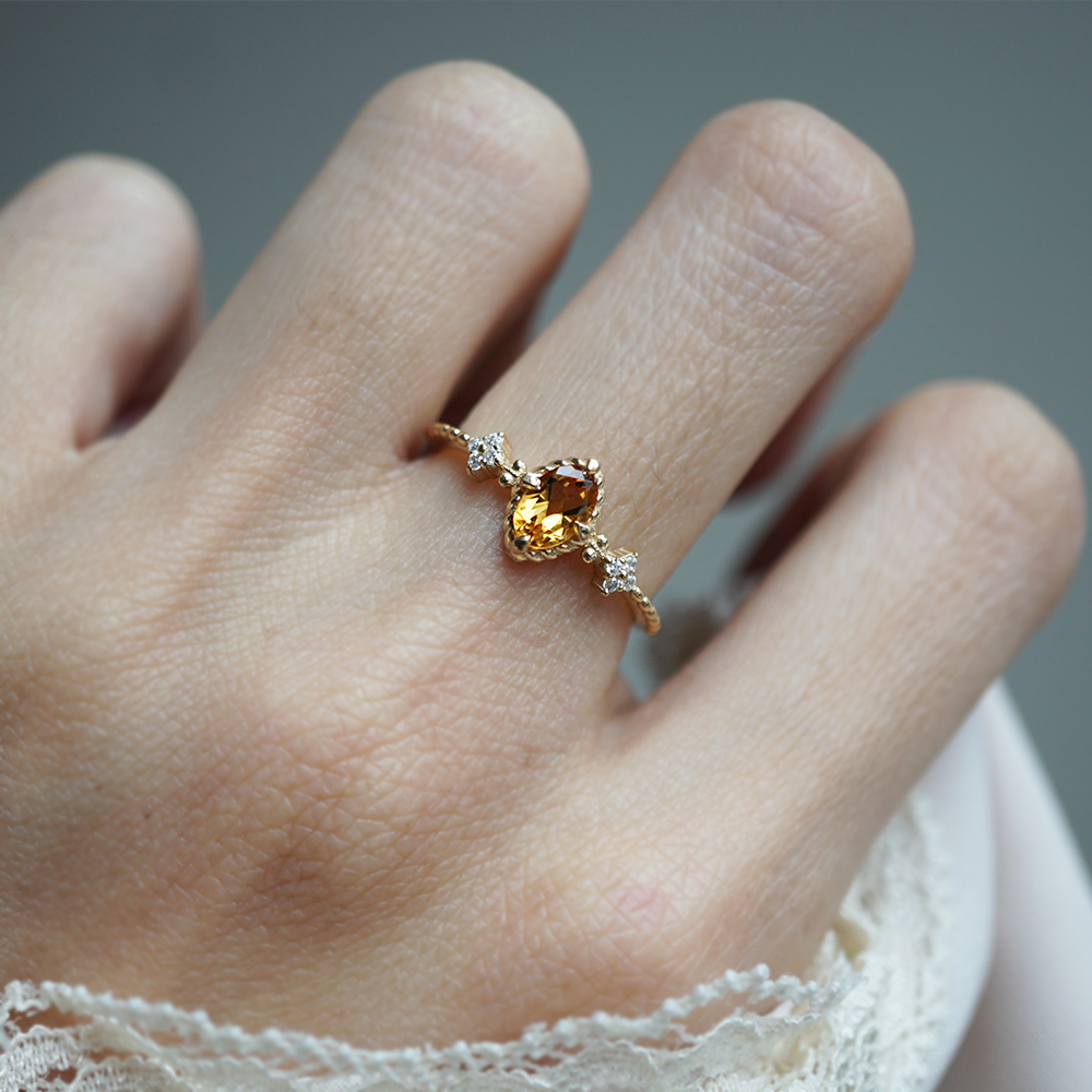 Oval Citrine HoneyDrop Ring