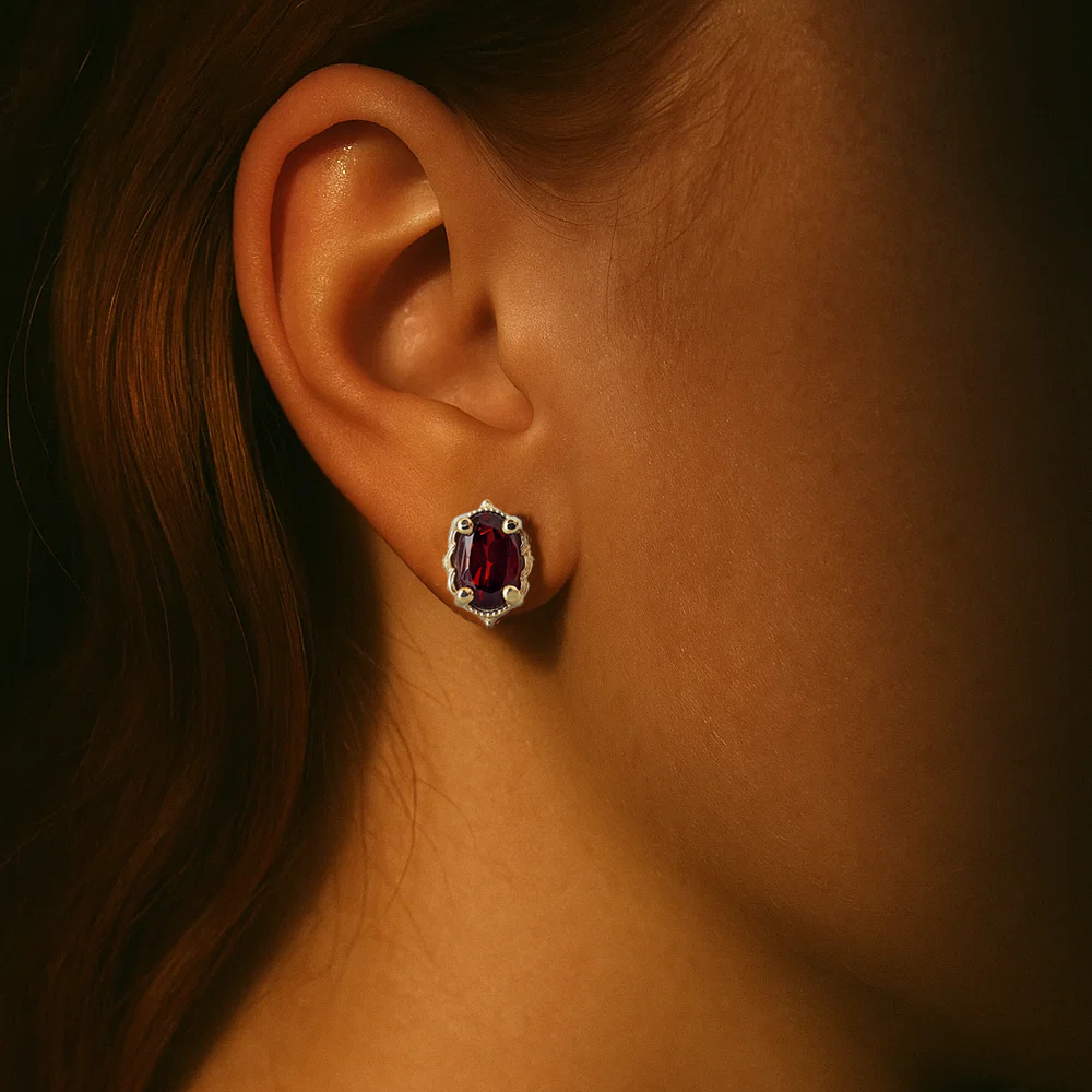 Mariana Flame Garnet Studs