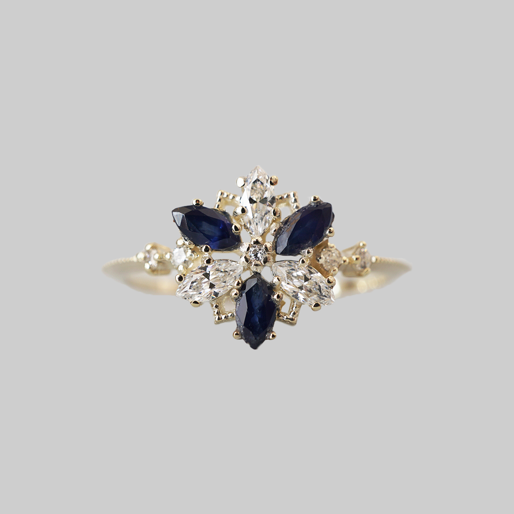 14kt Celestial Snowflake Sapphire Ring