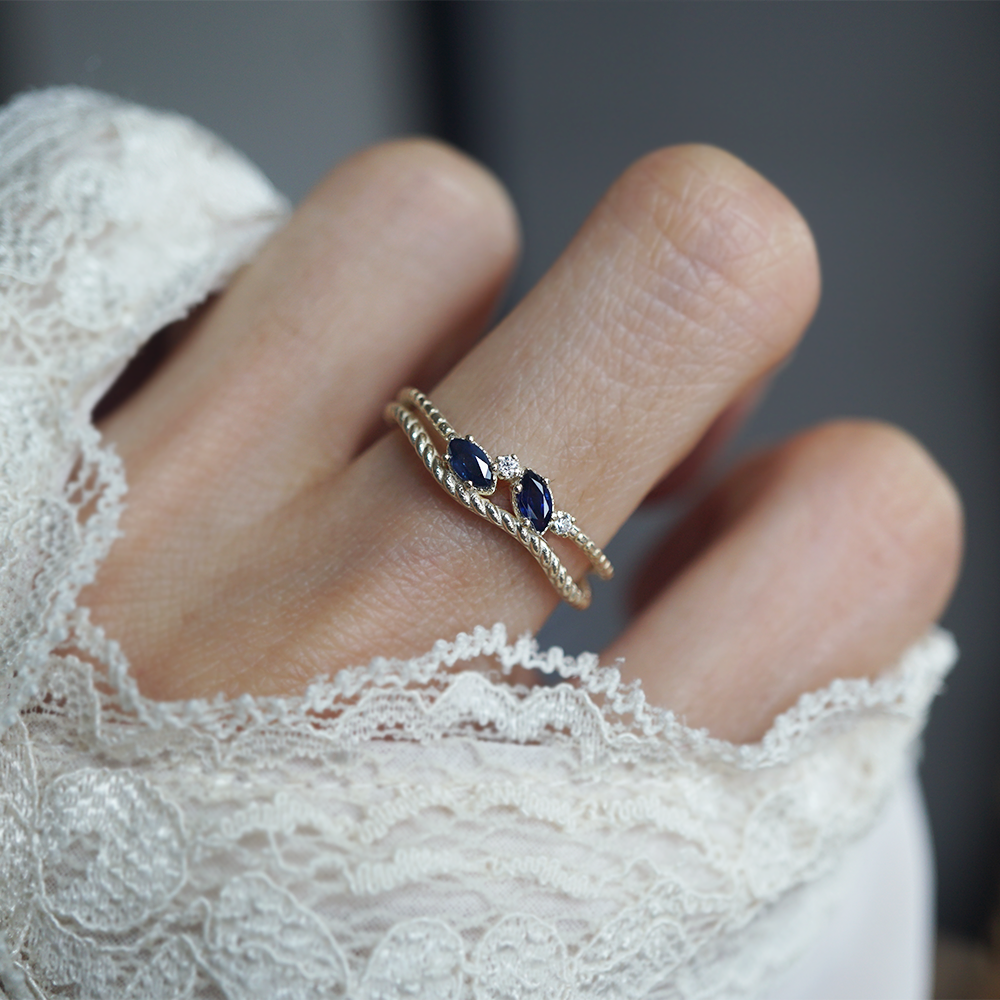 Midnight Sapphire Twist Ring