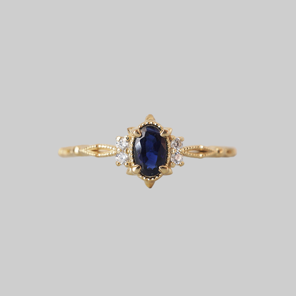 14kt Mystic Dawn Oval Blue Sapphire RIng
