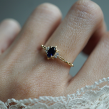Load image into Gallery viewer, 14kt Mystic Dawn Oval Blue Sapphire RIng
