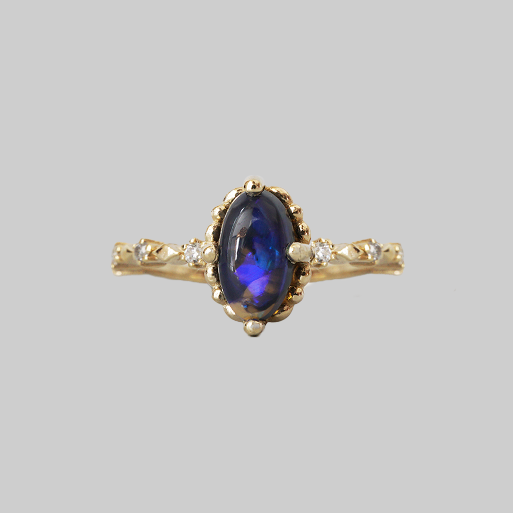 Black Opal Nightshade Ring