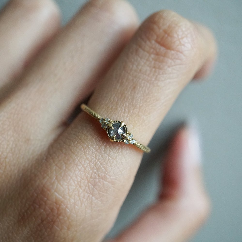 14kt Once Upon A Time Salt and Pepper Diamond Ring