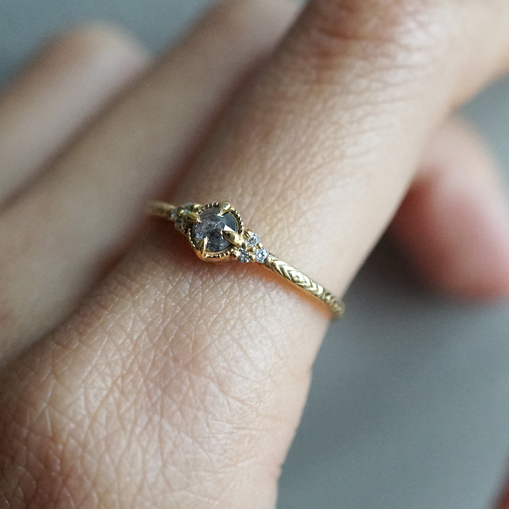 14kt Once Upon A Time Salt and Pepper Diamond Ring