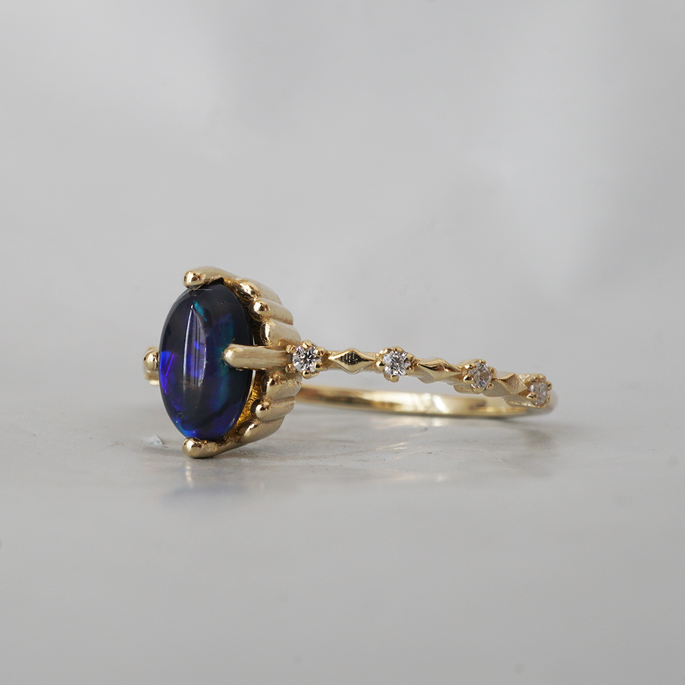 Black Opal Nightshade Ring