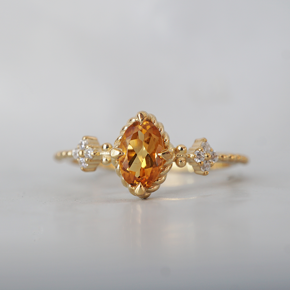 Oval Citrine HoneyDrop Ring