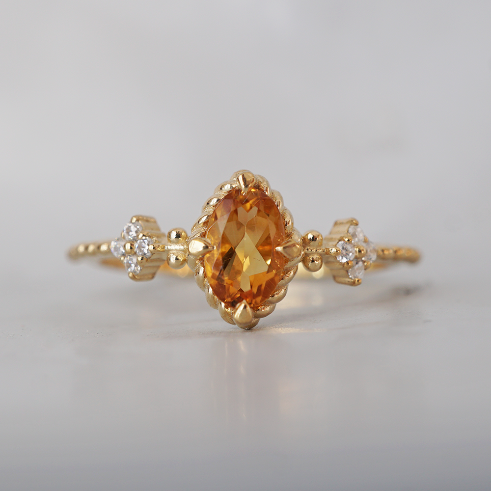 Oval Citrine HoneyDrop Ring