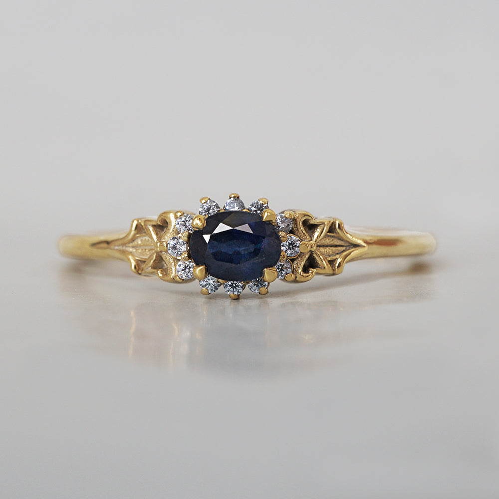 Oval Blue Sapphire Astraea Ring