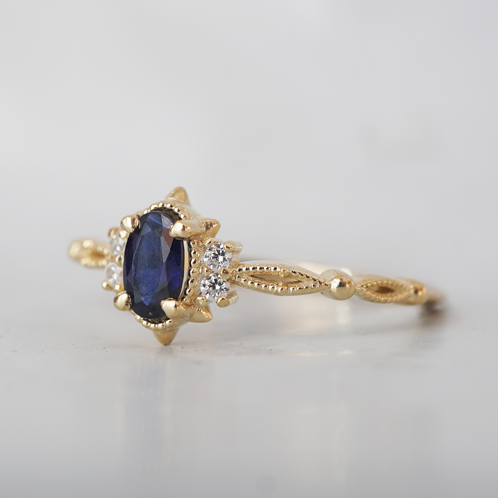 14kt Mystic Dawn Oval Blue Sapphire RIng