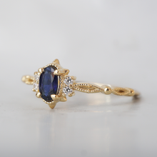 Load image into Gallery viewer, 14kt Mystic Dawn Oval Blue Sapphire RIng
