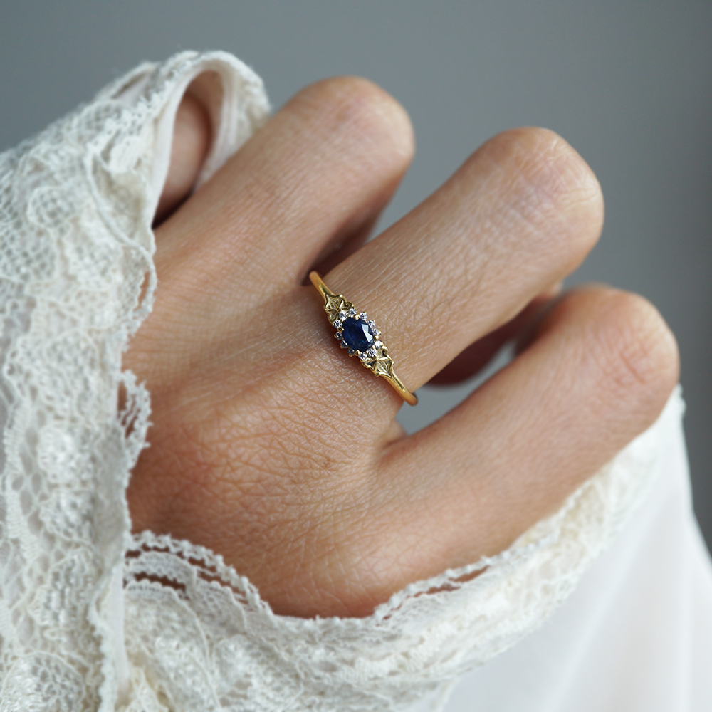 Oval Blue Sapphire Astraea Ring