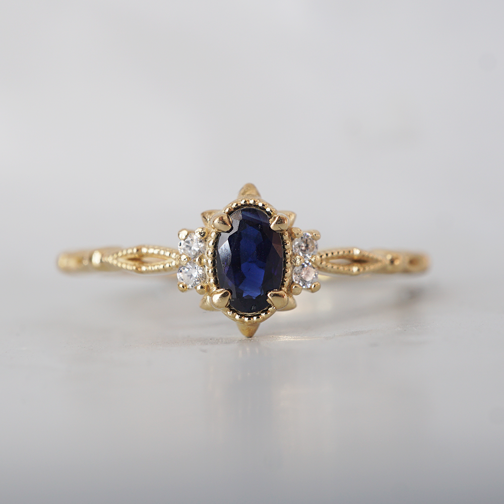 14kt Mystic Dawn Oval Blue Sapphire RIng