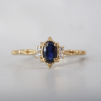 14kt Mystic Dawn Oval Blue Sapphire RIng