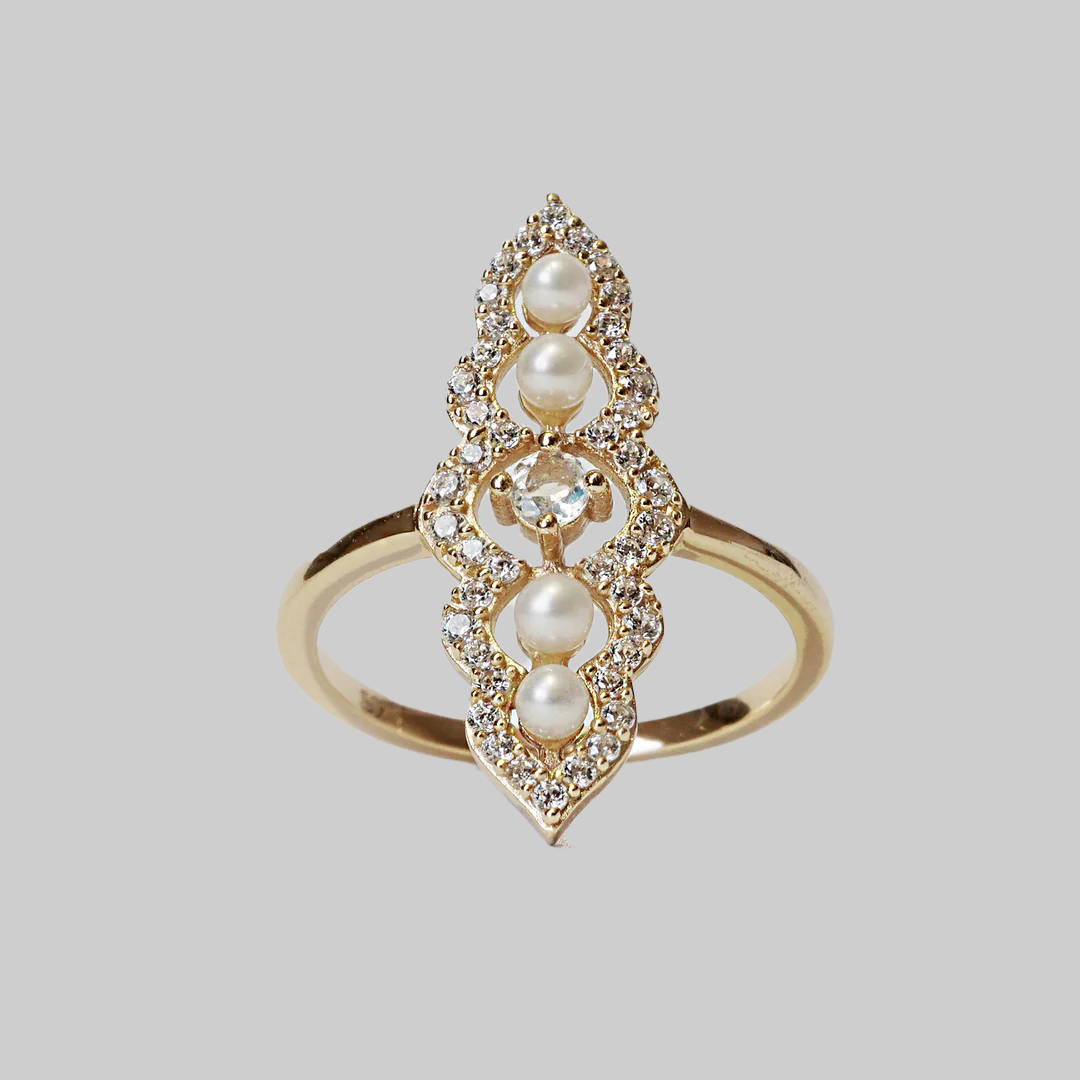 Moonstone Pearl Celestial Ring