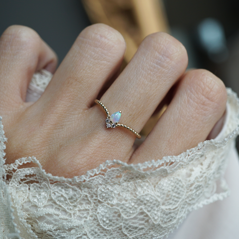 Mini Opal Dew Drop Ring