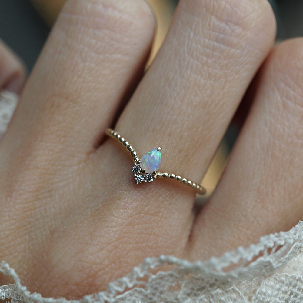 Mini Opal Dew Drop Ring