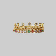 Load image into Gallery viewer, Rainbow Crown Ring Stack Set
