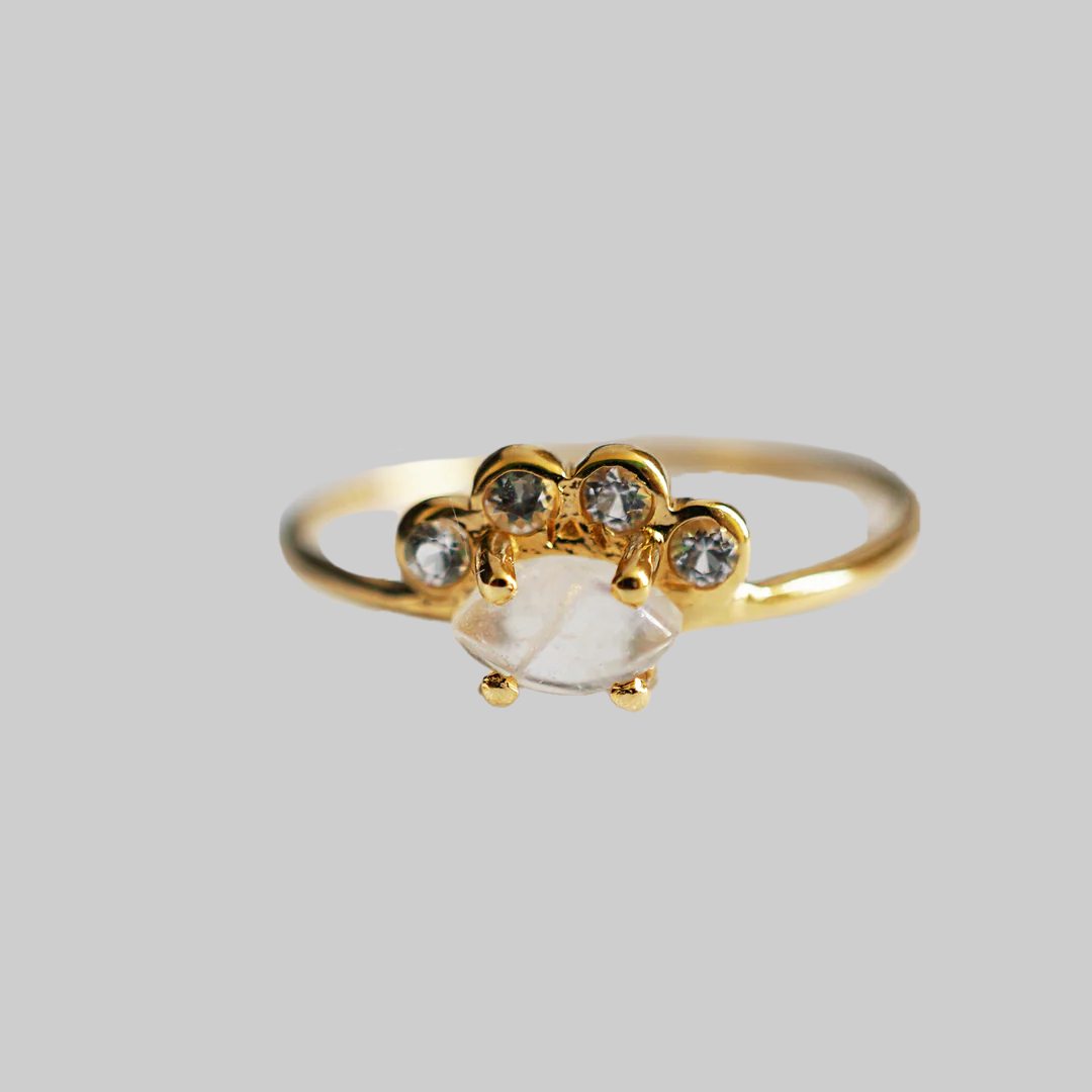Rainbow Moonstone & Topaz Ring