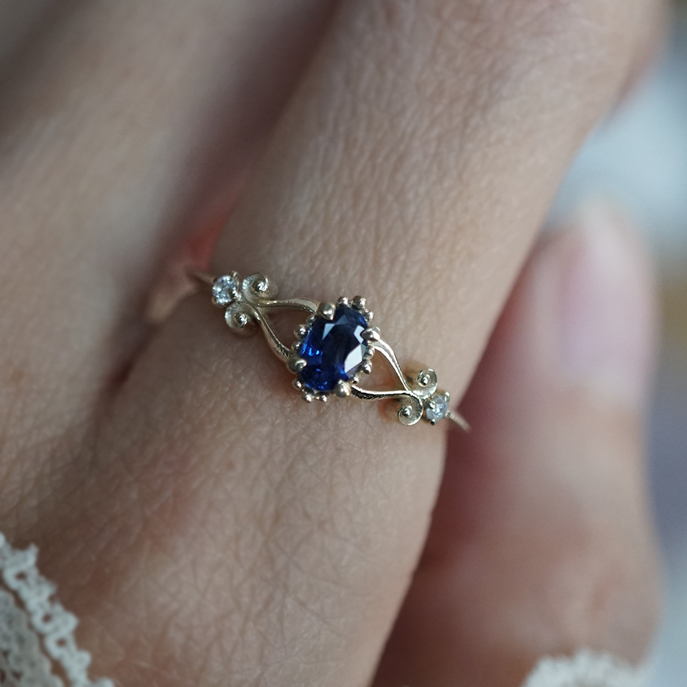 Oval Sapphire Nightfall Ring