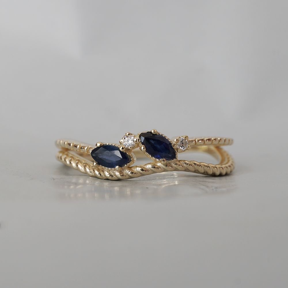 Midnight Sapphire Twist Ring