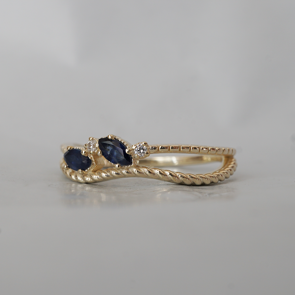 Midnight Sapphire Twist Ring